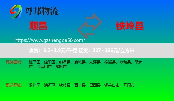 顺昌县到铁岭县物流专线