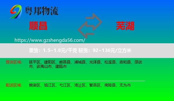 顺昌县到芜湖物流专线