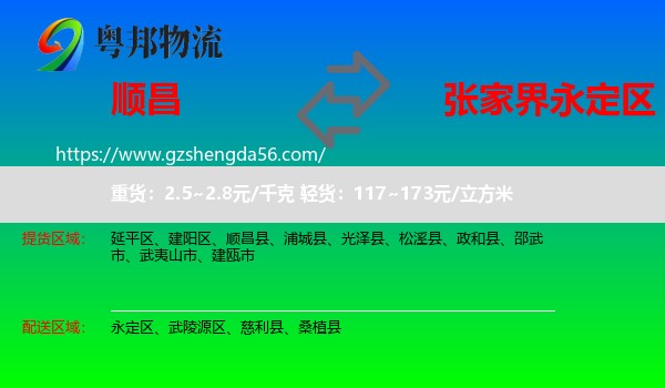 顺昌县到永定区物流专线