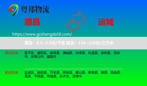 顺昌县到运城物流专线