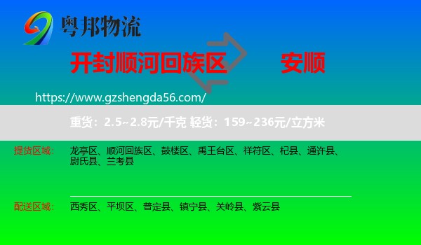 顺河回族区到安顺物流专线