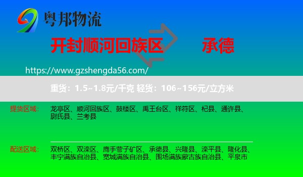 顺河回族区到承德物流专线