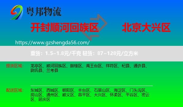 顺河回族区到大兴区物流专线