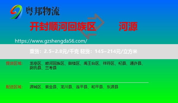 顺河回族区到河源物流专线