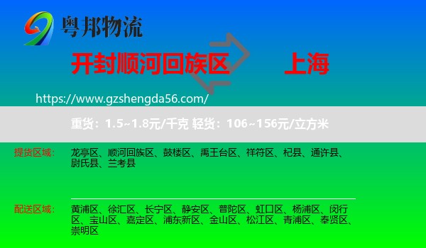 顺河回族区到上海专线