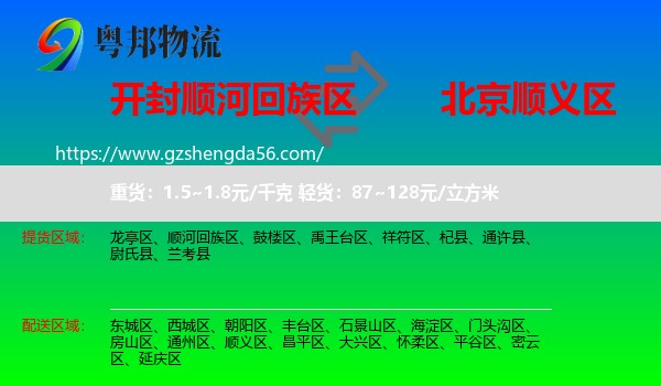 顺河回族区到顺义区物流专线