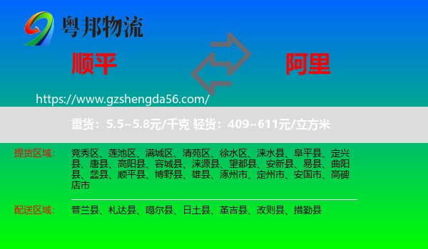 顺平县到阿里物流
