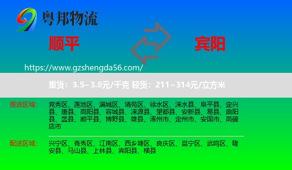 顺平县到宾阳县物流专线