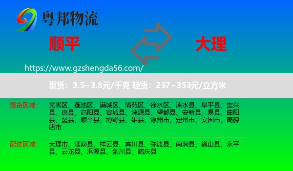 顺平县到大理物流