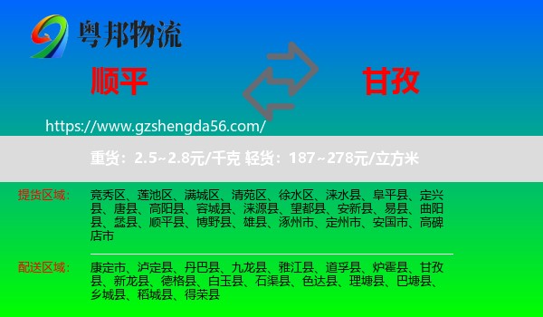 顺平县到甘孜物流