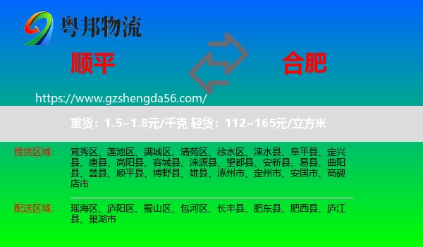 顺平县到合肥专线