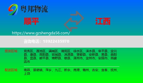 顺平县到江西物流