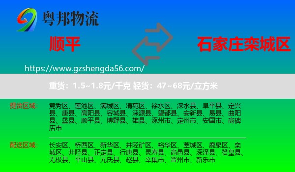 顺平县到栾城区物流专线