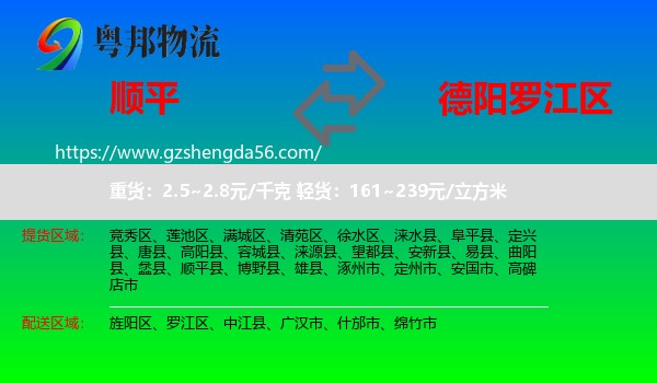 顺平县到罗江区物流专线
