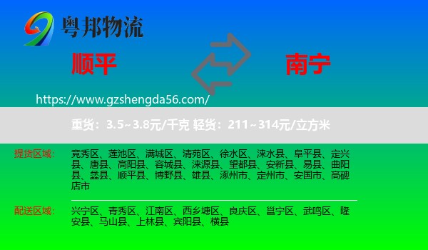 顺平县到南宁专线