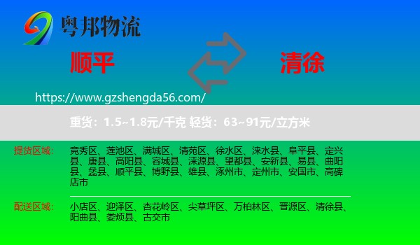 顺平县到清徐县物流专线