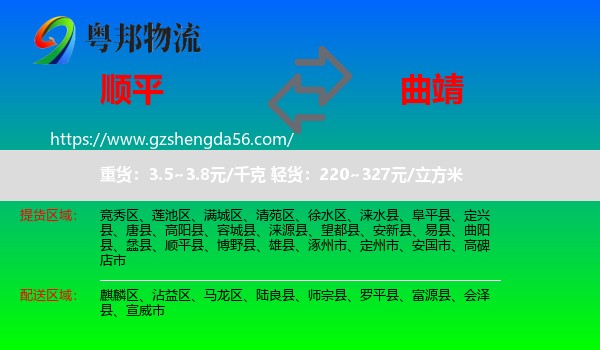 顺平县到曲靖物流