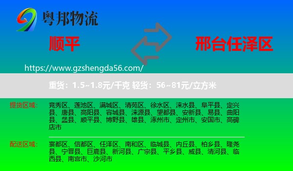 顺平县到任泽区物流专线