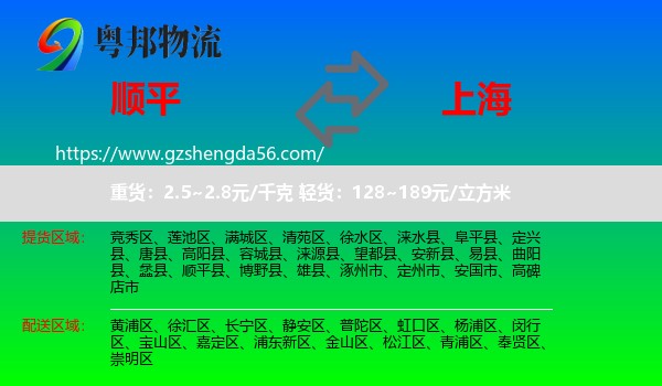 顺平县到上海专线
