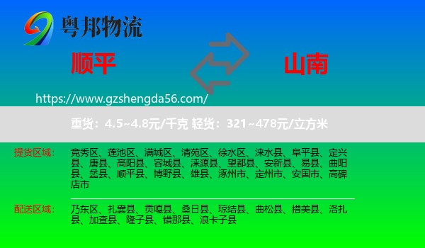 顺平县到山南物流