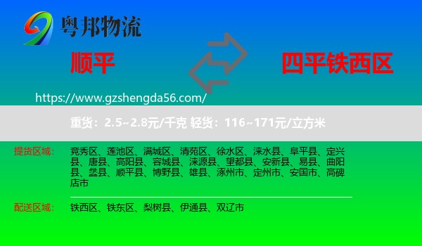 顺平县到铁西区物流专线