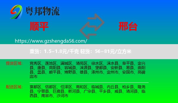 顺平县到邢台物流