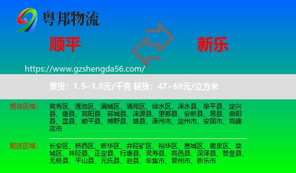 顺平县到新乐市物流专线