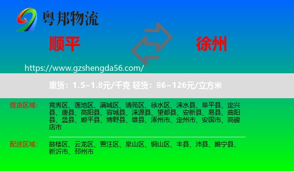 顺平县到徐州物流