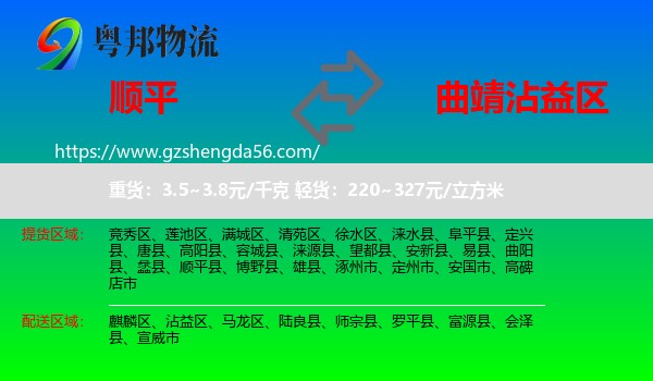 顺平县到沾益区物流专线