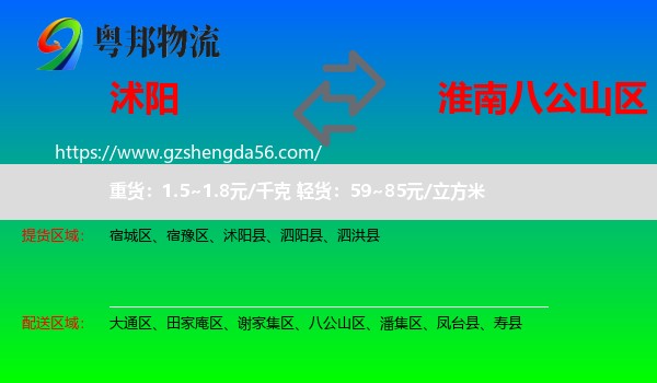 沭阳县到八公山区物流专线