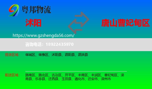 沭阳县到曹妃甸区物流专线