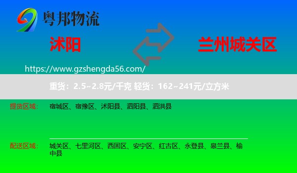 沭阳县到城关区物流专线