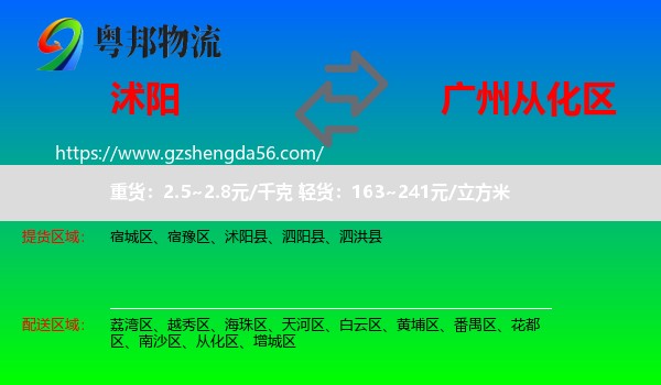 沭阳县到从化区物流专线