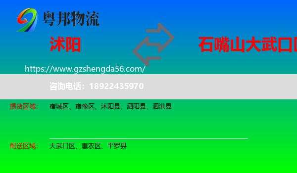 沭阳县到大武口区物流专线