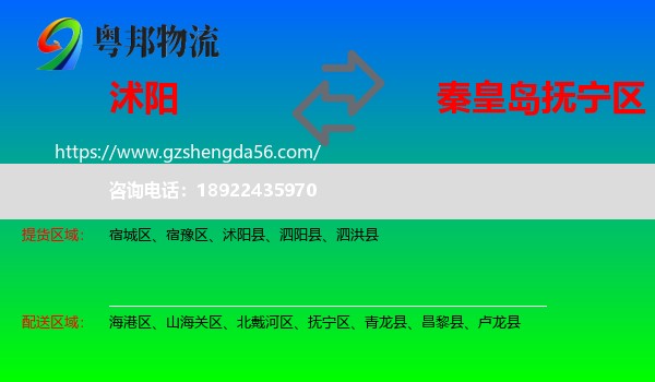 沭阳县到抚宁区物流专线