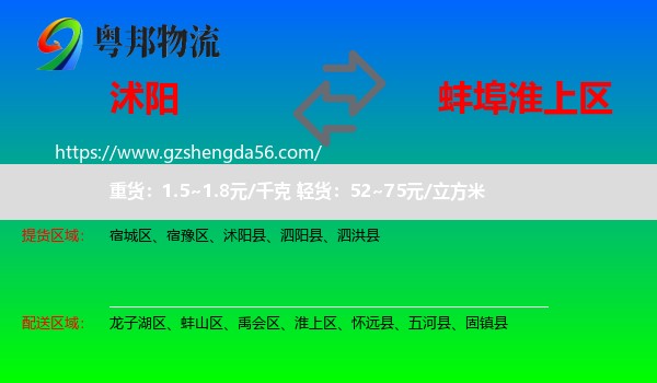 沭阳县到淮上区物流专线