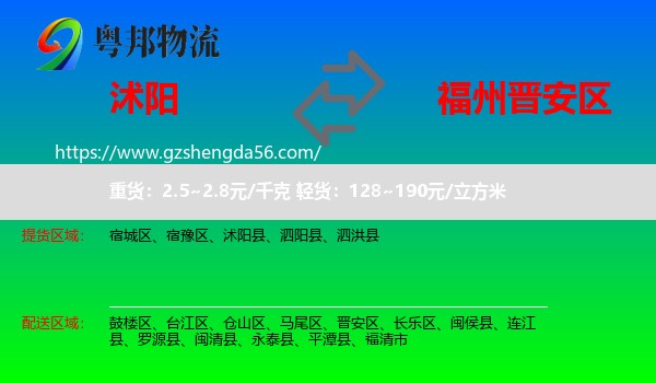 沭阳县到晋安区物流专线
