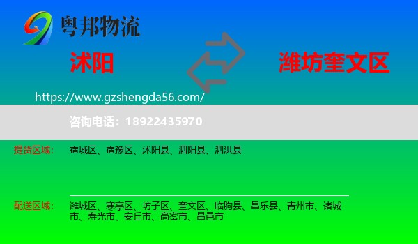 沭阳县到奎文区物流专线