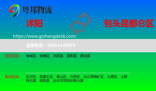 沭阳县到昆都仑区物流专线