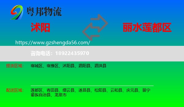 沭阳县到莲都区物流专线