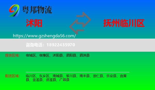 沭阳县到临川区物流专线