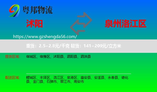 沭阳县到洛江区物流专线