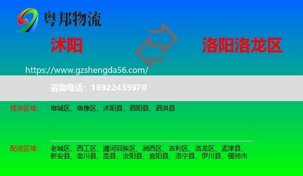 沭阳县到洛龙区物流专线