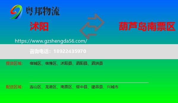 沭阳县到南票区物流专线
