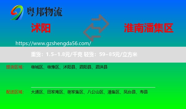 沭阳县到潘集区物流专线