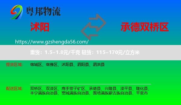 沭阳县到双桥区物流专线