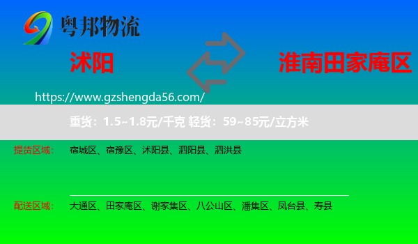 沭阳县到田家庵区物流专线
