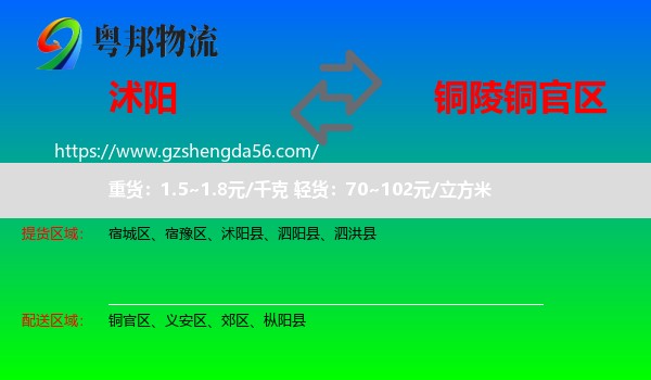 沭阳县到铜官区物流专线