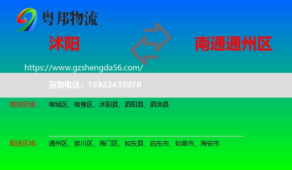 沭阳县到通州区物流专线