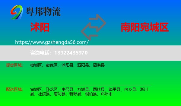 沭阳县到宛城区物流专线